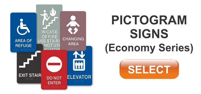 economy series ADA braille pictogram signs